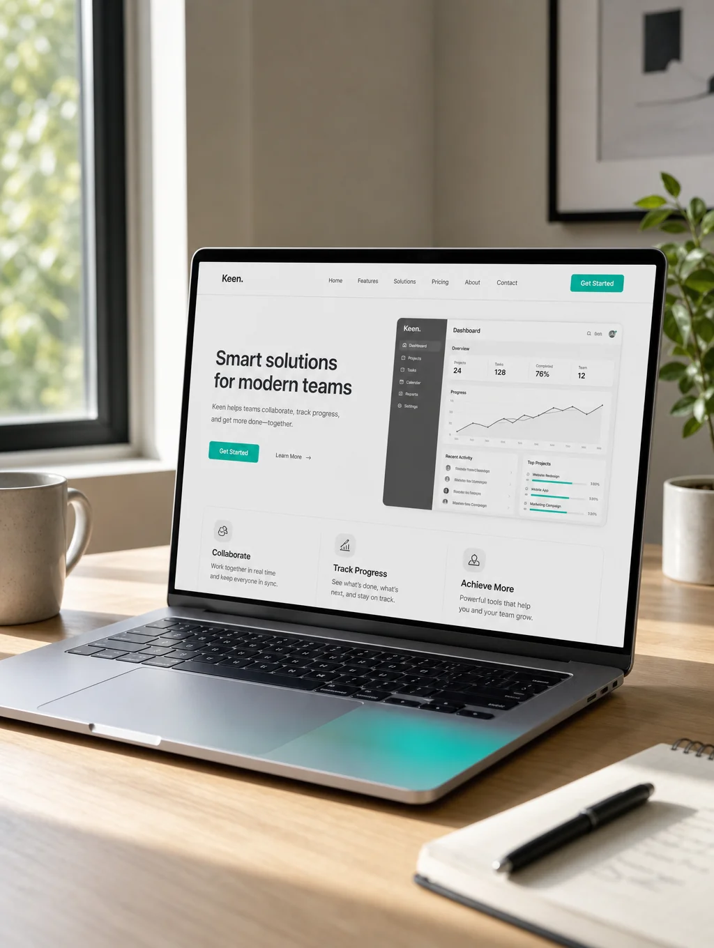Clean website layout for landscaping services