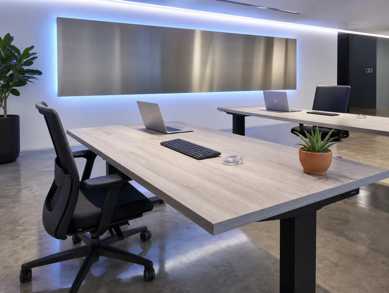 Modern digital agency workspace with clean design
