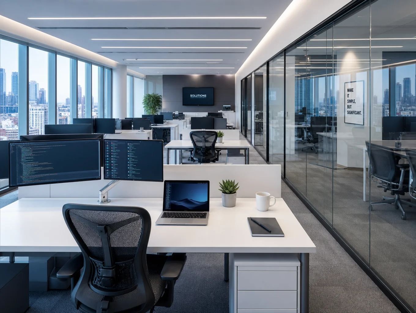 Modern digital agency workspace with clean design tools